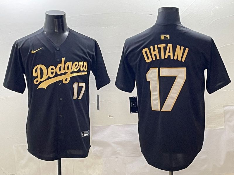 Men Los Angeles Dodgers 17 Ohtani Black Gold Nike 2025 MLB Jersey style 4241